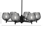 Franklin Six Light Chandelier in Matte Black with Smoke Textured Shade