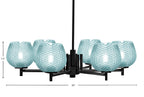 Franklin Six Light Chandelier in Matte Black with Turquoise Textured Shade