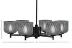 Franklin Six Light Chandelier in Matte Black with Smoke Textured Shade