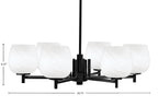 Franklin Six Light Chandelier in Matte Black with White Marble Shade