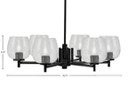 Franklin Six Light Chandelier in Matte Black with Smoke Bubble Shade