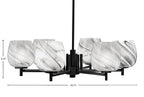 Franklin Six Light Chandelier in Matte Black with Onyx Swirl Shade