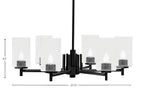 Franklin Six Light Chandelier in Matte Black with Square Clear Bubble Shade