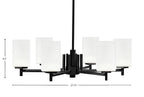 Franklin Six Light Chandelier in Matte Black with Square White Muslin Shade