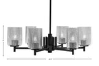 Franklin Six Light Chandelier in Matte Black with Square Smoke Bubble Shade