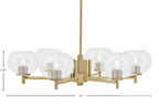 Franklin Six Light Chandelier in New Age Brass with Clear Bubble Shade