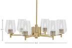 Franklin Six Light Chandelier in New Age Brass with Clear Bubble Shade