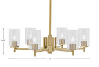 Franklin Six Light Chandelier in New Age Brass with Clear Bubble Shade