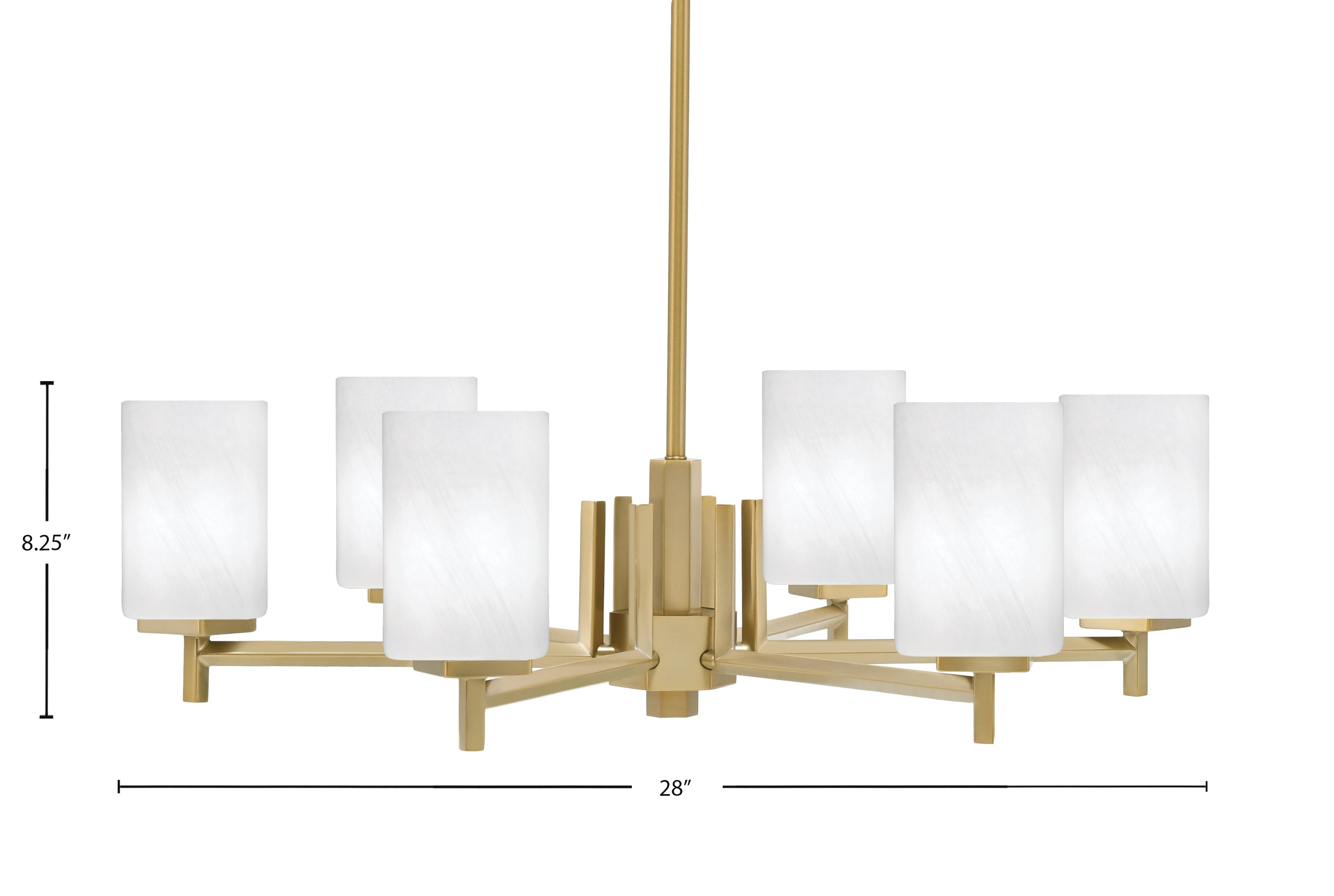 Franklin Six Light Chandelier in New Age Brass with White Marble Shade