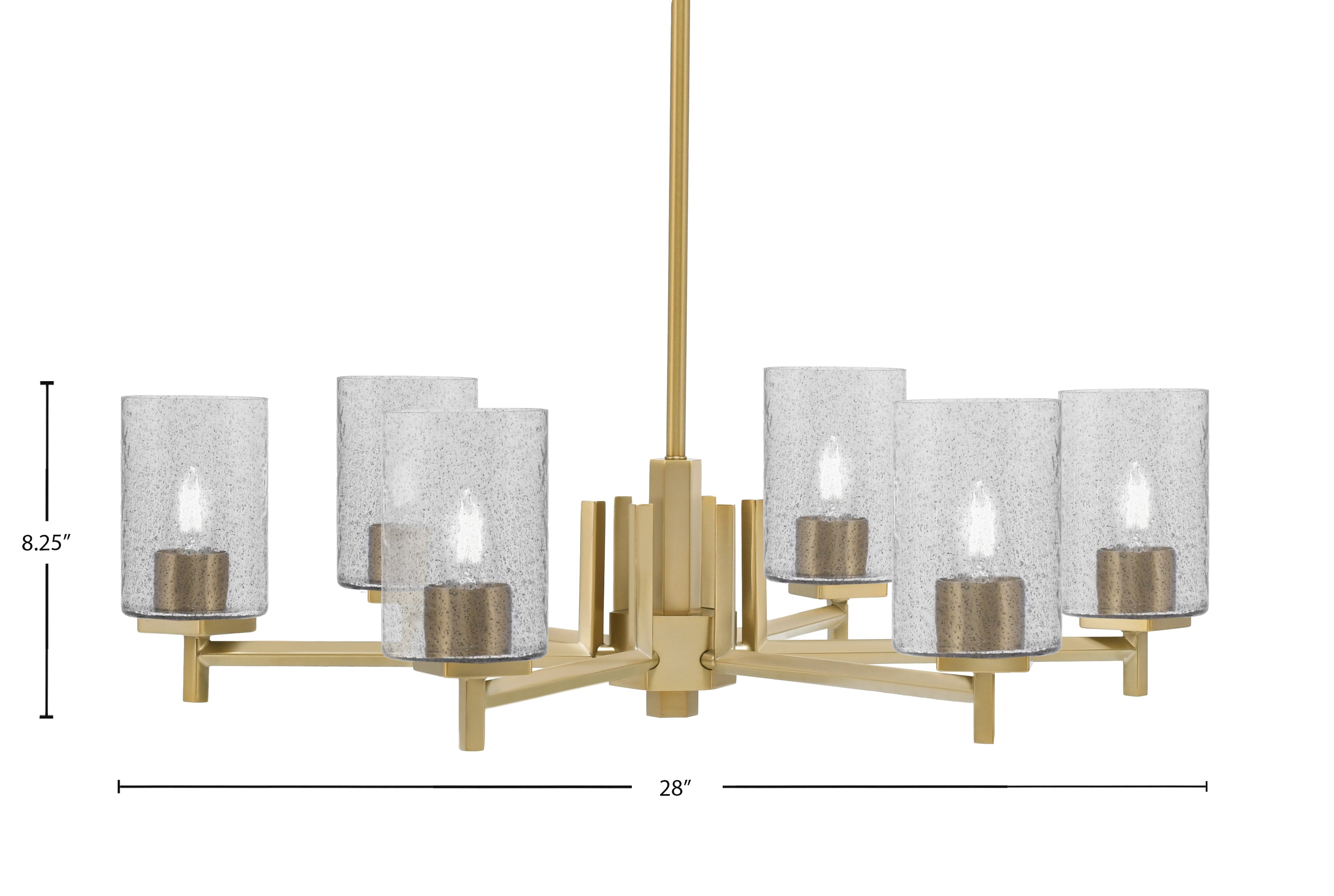 Franklin Six Light Chandelier in New Age Brass with Smoke Bubble Shade
