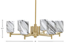Franklin Six Light Chandelier in New Age Brass with Onyx Swirl Shade