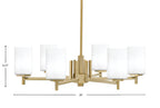 Franklin Six Light Chandelier in New Age Brass with White Muslin Shade