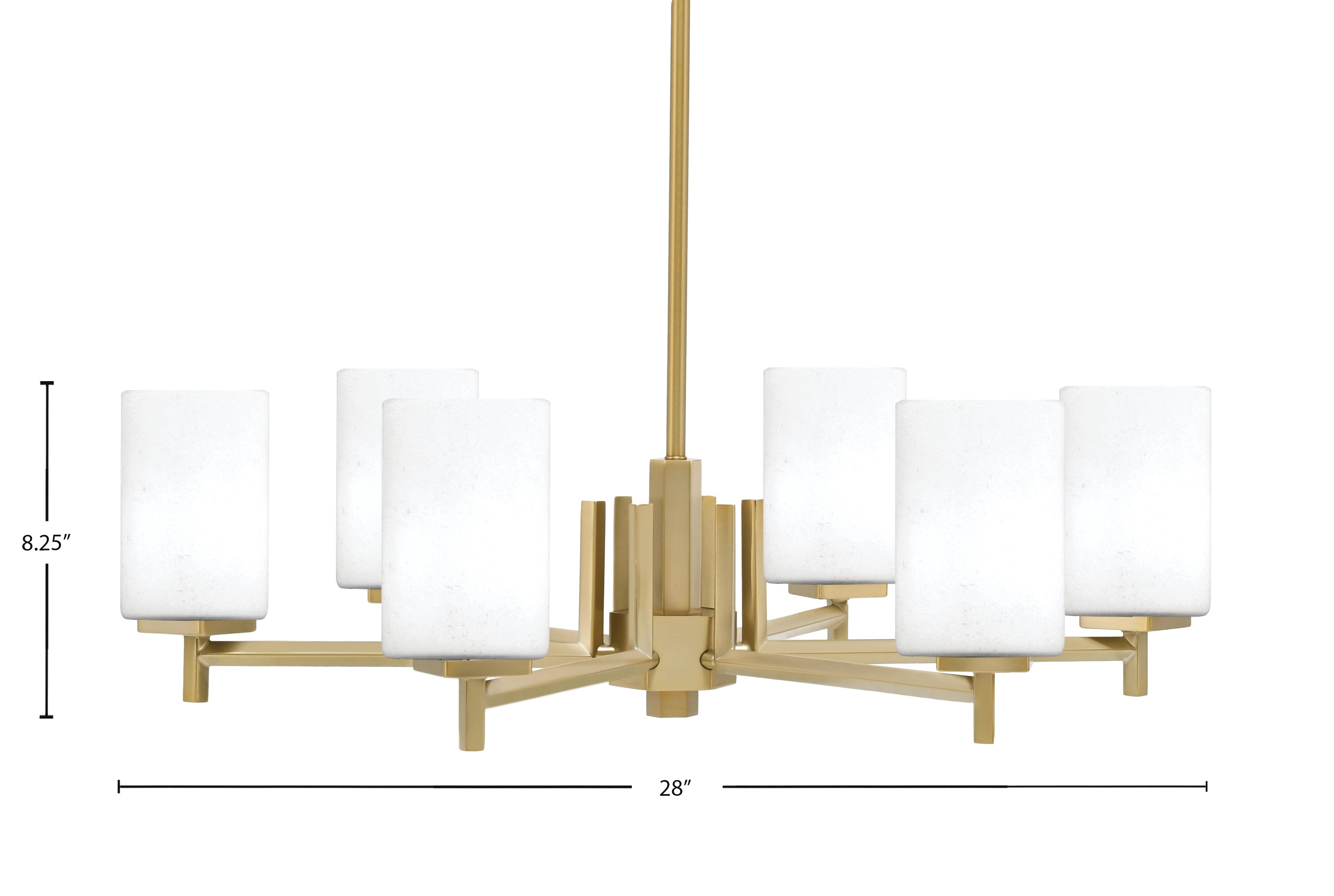 Franklin Six Light Chandelier in New Age Brass with White Muslin Shade
