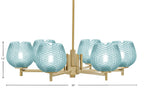 Franklin Six Light Chandelier in New Age Brass with Turquoise Textured Shade