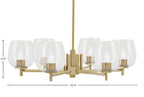 Franklin Six Light Chandelier in New Age Brass with Clear Bubble Shade