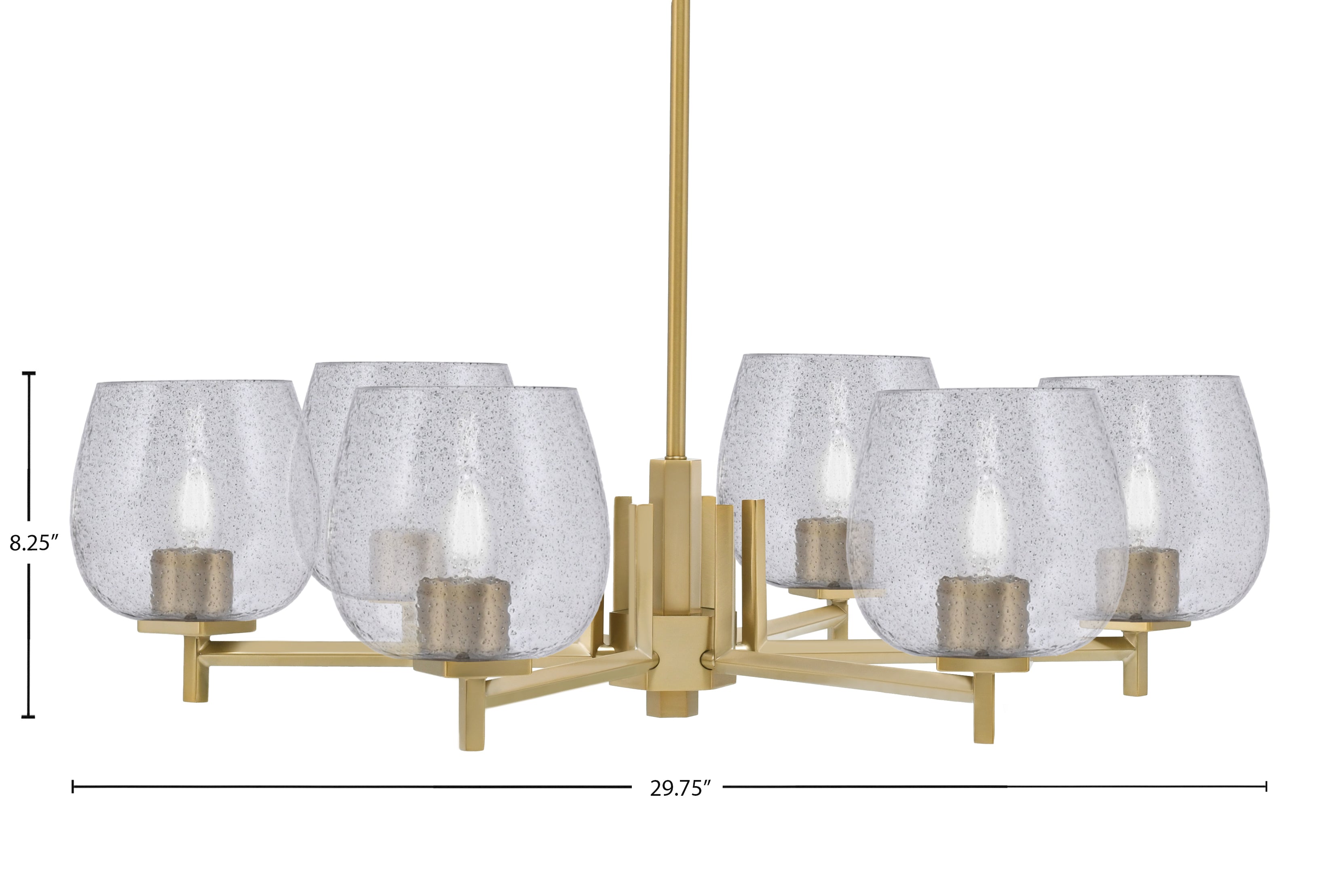 Franklin Six Light Chandelier in New Age Brass with Smoke Bubble Shade