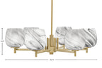 Franklin Six Light Chandelier in New Age Brass with Onyx Swirl Shade