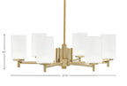 Franklin Six Light Chandelier in New Age Brass with Square White Muslin Shade