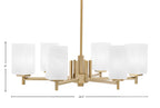 Franklin Six Light Chandelier in New Age Brass with Square White Marble Shade