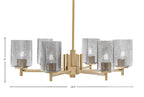 Franklin Six Light Chandelier in New Age Brass with Square Smoke Bubble Shade