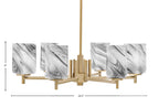 Franklin Six Light Chandelier in New Age Brass with Square Onyx Swirl Shade