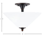 Semi-Flushes Two Light Semi-Flush Mount in Black Copper with White Marble Shade