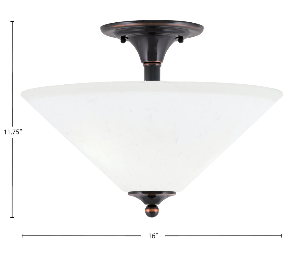 Semi-Flushes Two Light Semi-Flush Mount in Black Copper with White Muslin Shade