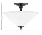 Semi-Flushes Two Light Semi-Flush Mount in Black Copper with White Muslin Shade