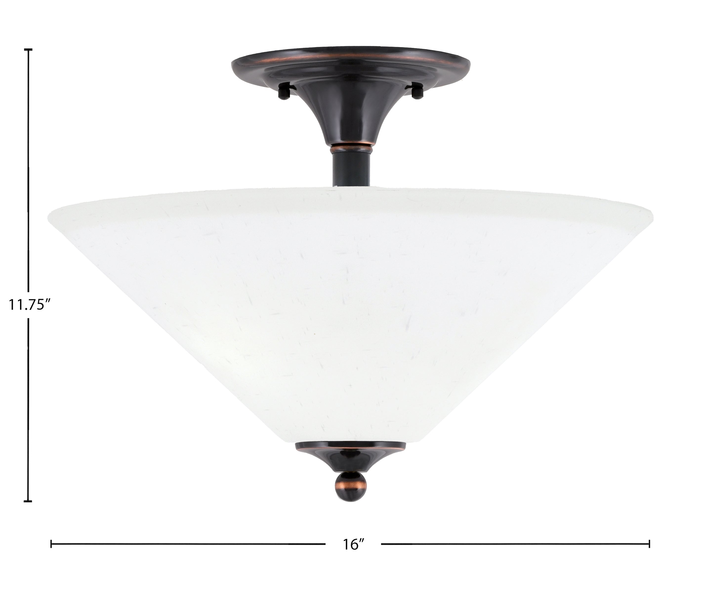 Semi-Flushes Two Light Semi-Flush Mount in Black Copper with White Muslin Shade
