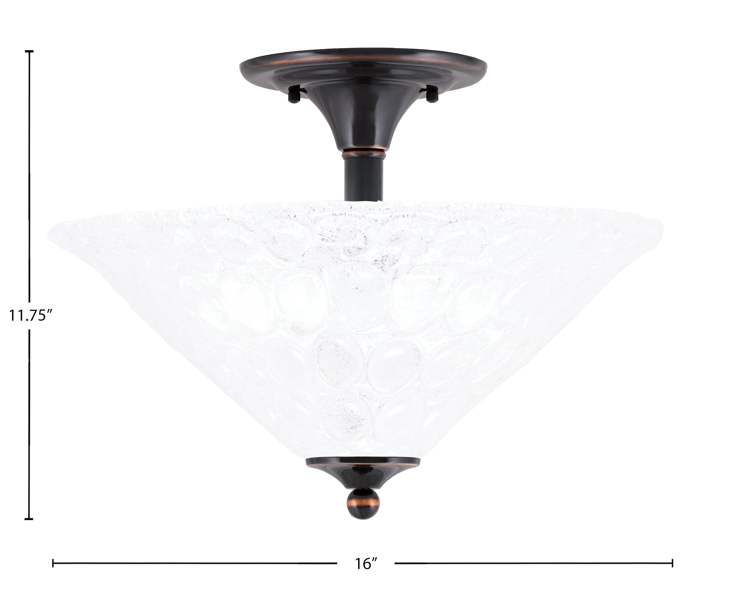 Any Two Light Semi-Flush Mount in Black Copper with 16" Italian Bubble Shade