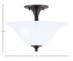 Any Two Light Semi-Flush Mount in Black Copper with 16" White Marble Shade