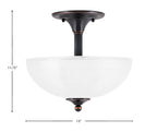 Semi-Flushes Two Light Semi-Flush Mount in Black Copper with Clear Ribbed Shade