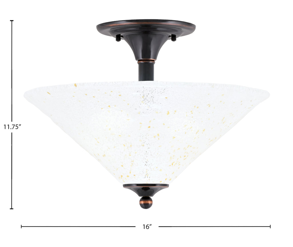 Any Two Light Semi-Flush Mount in Black Copper with 16" Gold Ice Shade