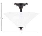 Any Two Light Semi-Flush Mount in Black Copper with 16" Gold Ice Shade