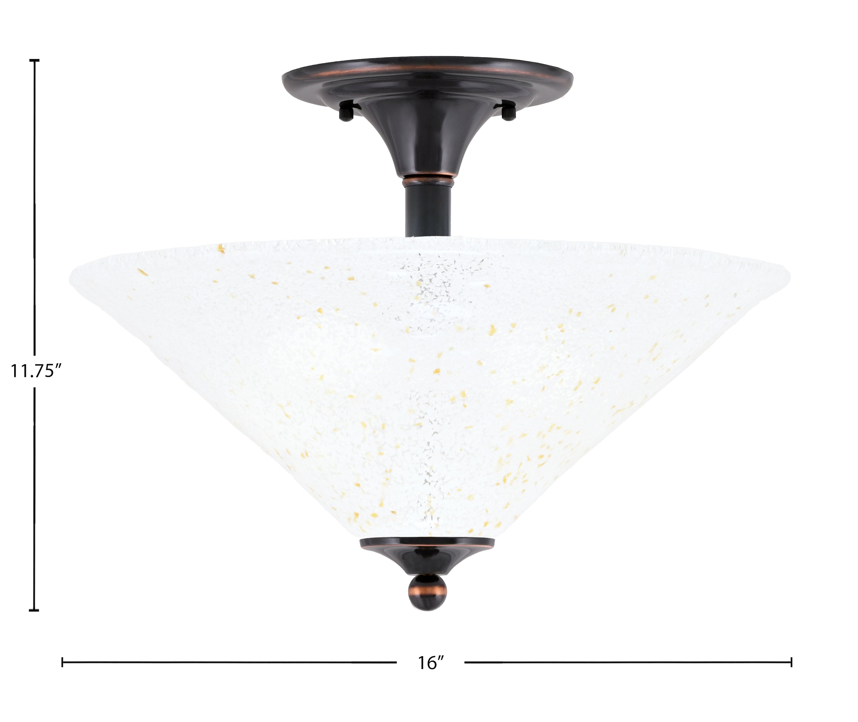 Any Two Light Semi-Flush Mount in Black Copper with 16" Gold Ice Shade
