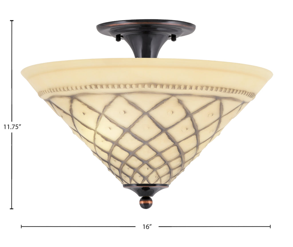 Any Two Light Semi-Flush Mount in Black Copper with 16" Chocolate Icing Shade