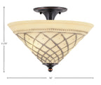 Any Two Light Semi-Flush Mount in Black Copper with 16" Chocolate Icing Shade