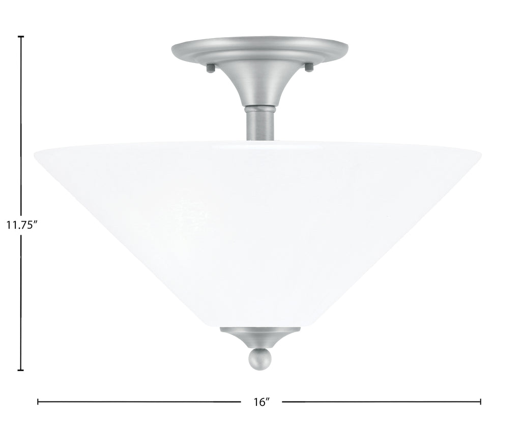 Semi-Flushes Two Light Semi-Flush Mount in Brushed Nickel with White Marble Shade