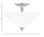 Semi-Flushes Two Light Semi-Flush Mount in Brushed Nickel with White Marble Shade