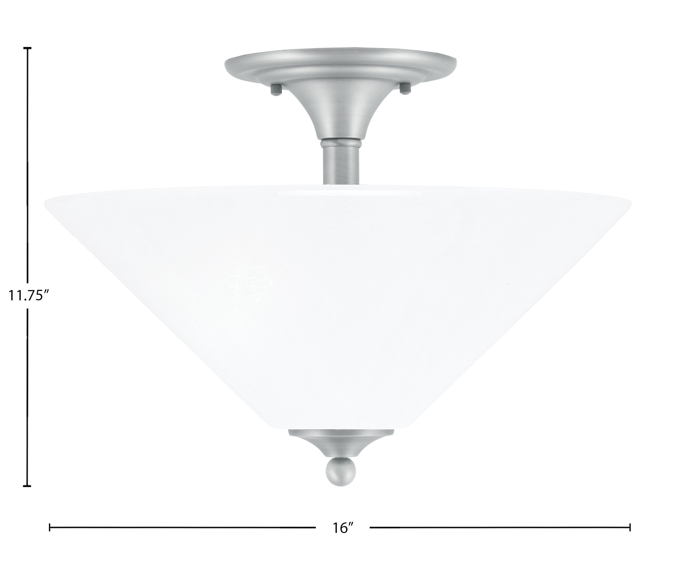 Semi-Flushes Two Light Semi-Flush Mount in Brushed Nickel with White Marble Shade