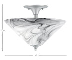 Any Two Light Semi-Flush Mount in Brushed Nickel with 16" Onyx Swirl Shade