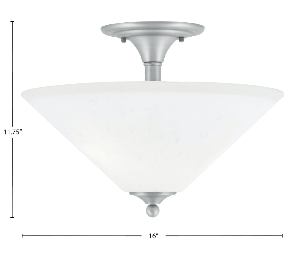 Semi-Flushes Two Light Semi-Flush Mount in Brushed Nickel with White Muslin Shade