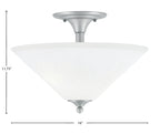 Semi-Flushes Two Light Semi-Flush Mount in Brushed Nickel with White Muslin Shade