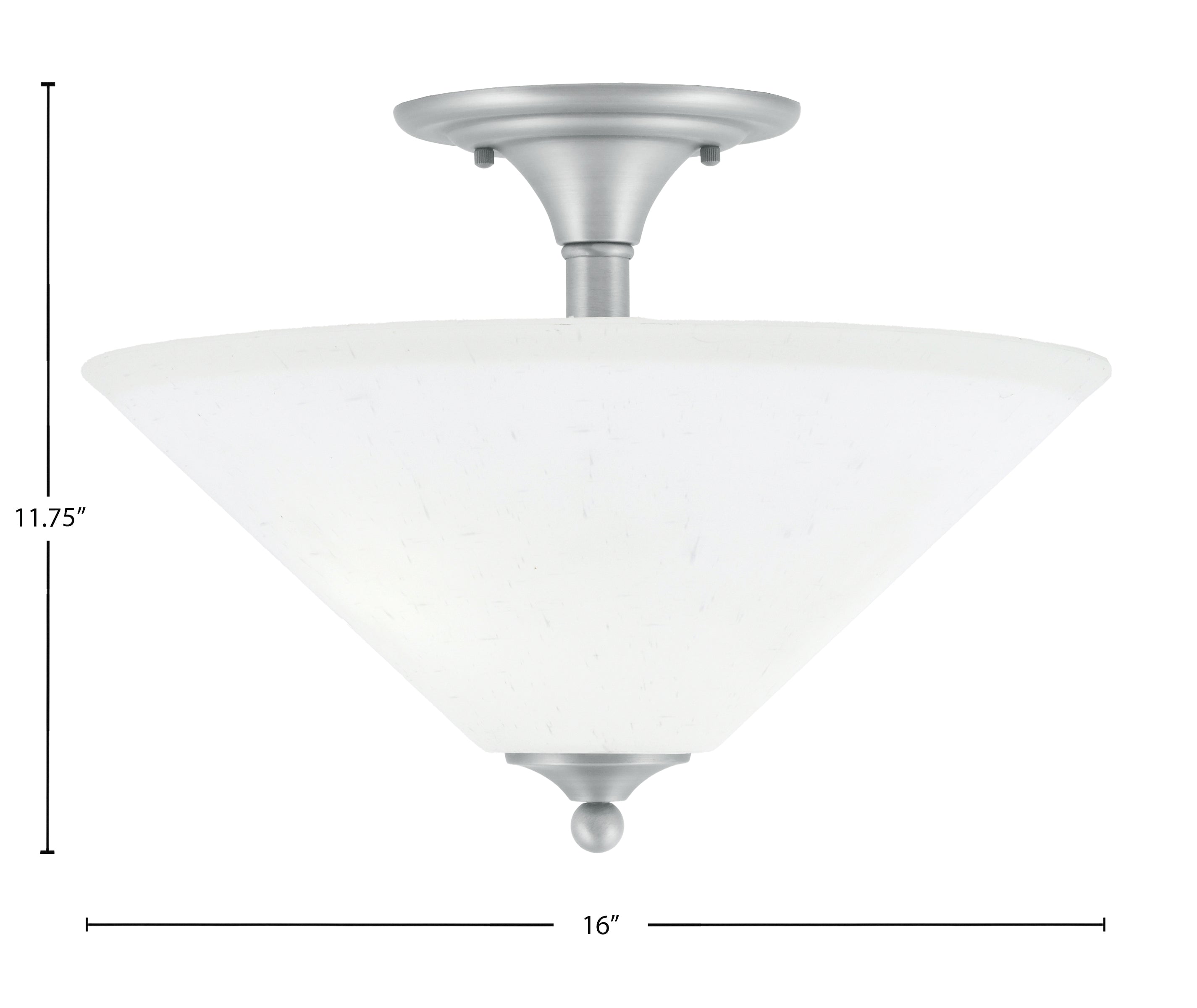 Semi-Flushes Two Light Semi-Flush Mount in Brushed Nickel with White Muslin Shade