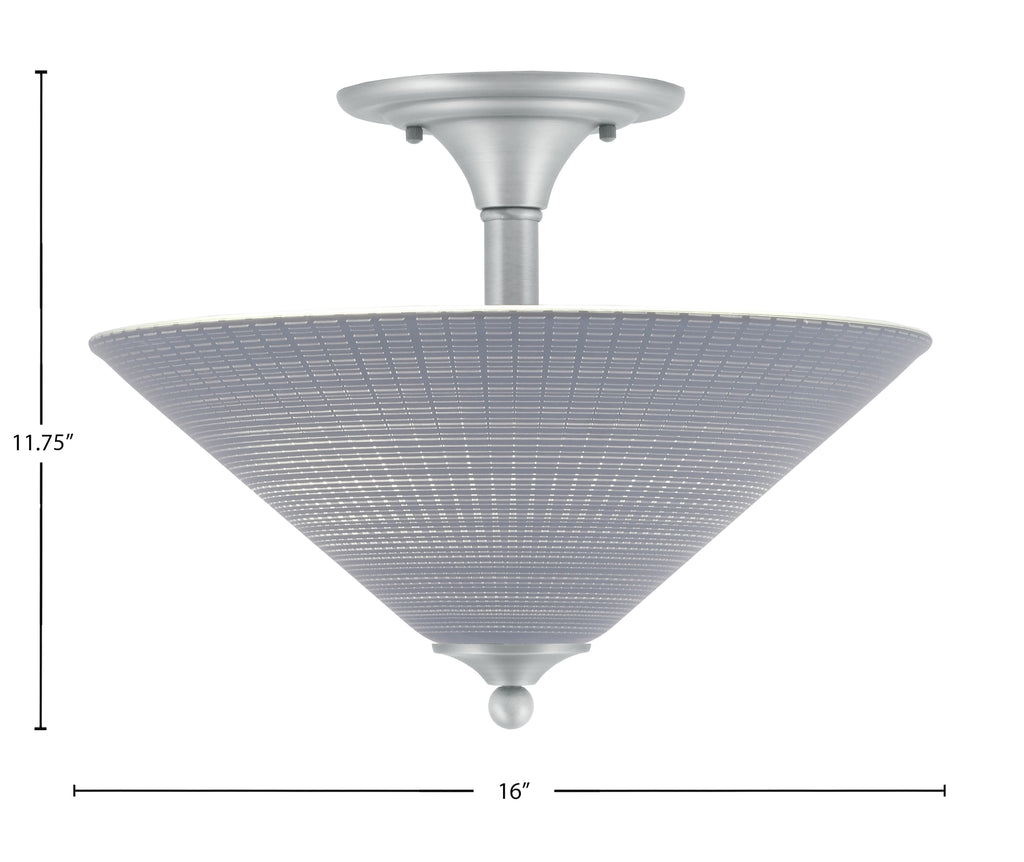 Semi-Flushes Two Light Semi-Flush Mount in Brushed Nickel with Gray Matrix Shade