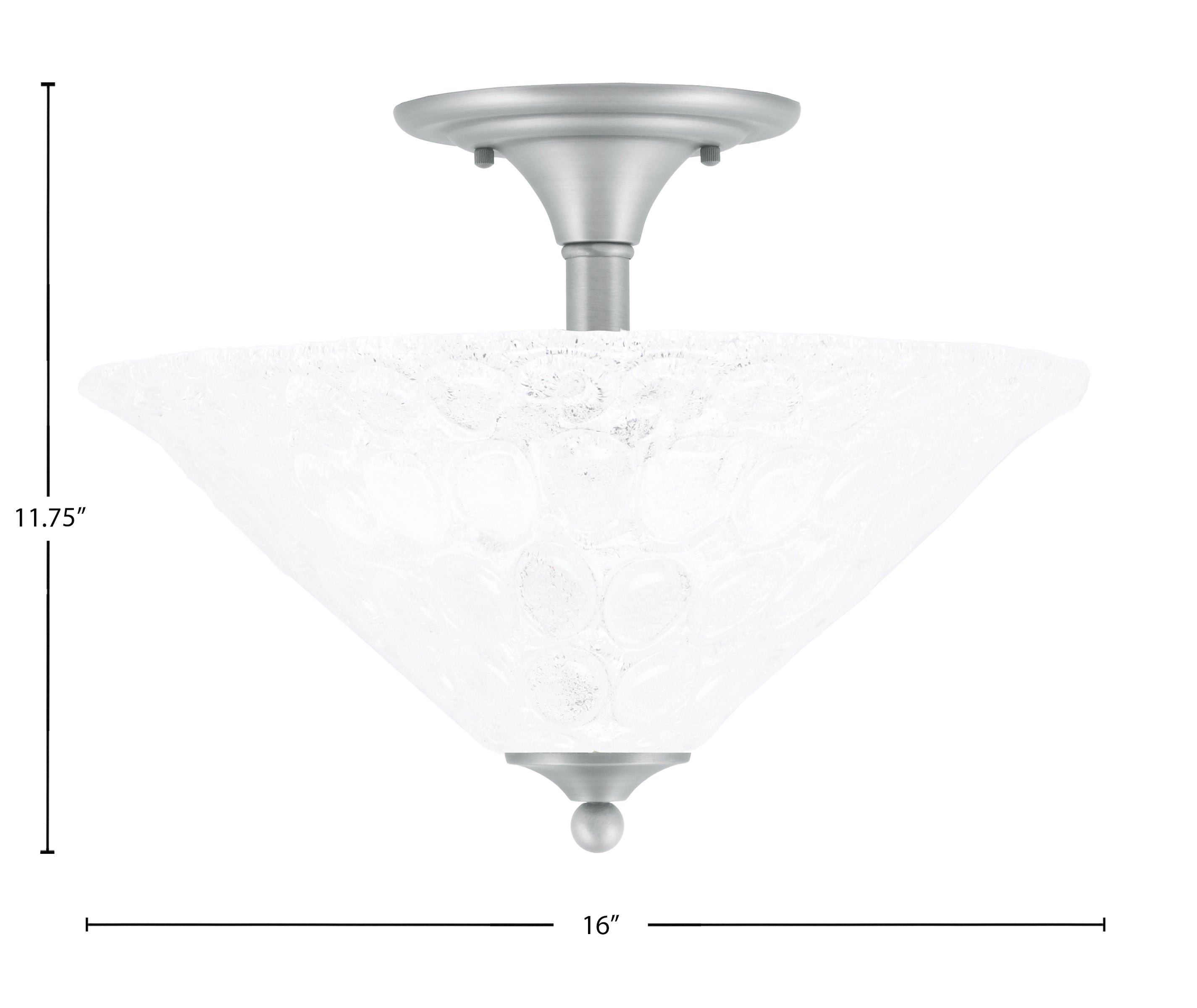 Any Two Light Semi-Flush Mount in Brushed Nickel with 16" Italian Bubble Shade