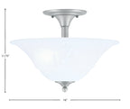 Any Two Light Semi-Flush Mount in Brushed Nickel with 16" White Marble Shade