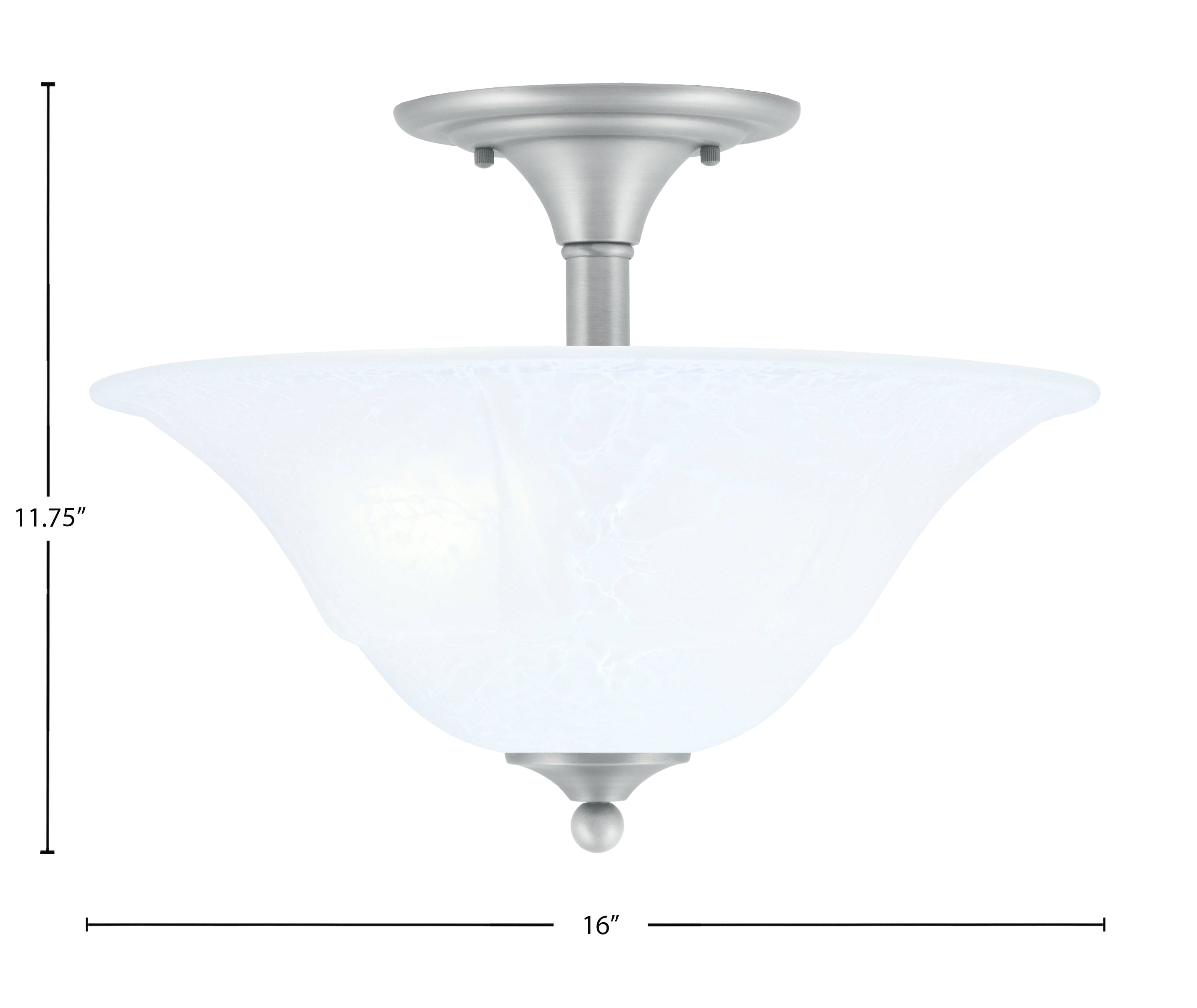 Any Two Light Semi-Flush Mount in Brushed Nickel with 16" White Marble Shade