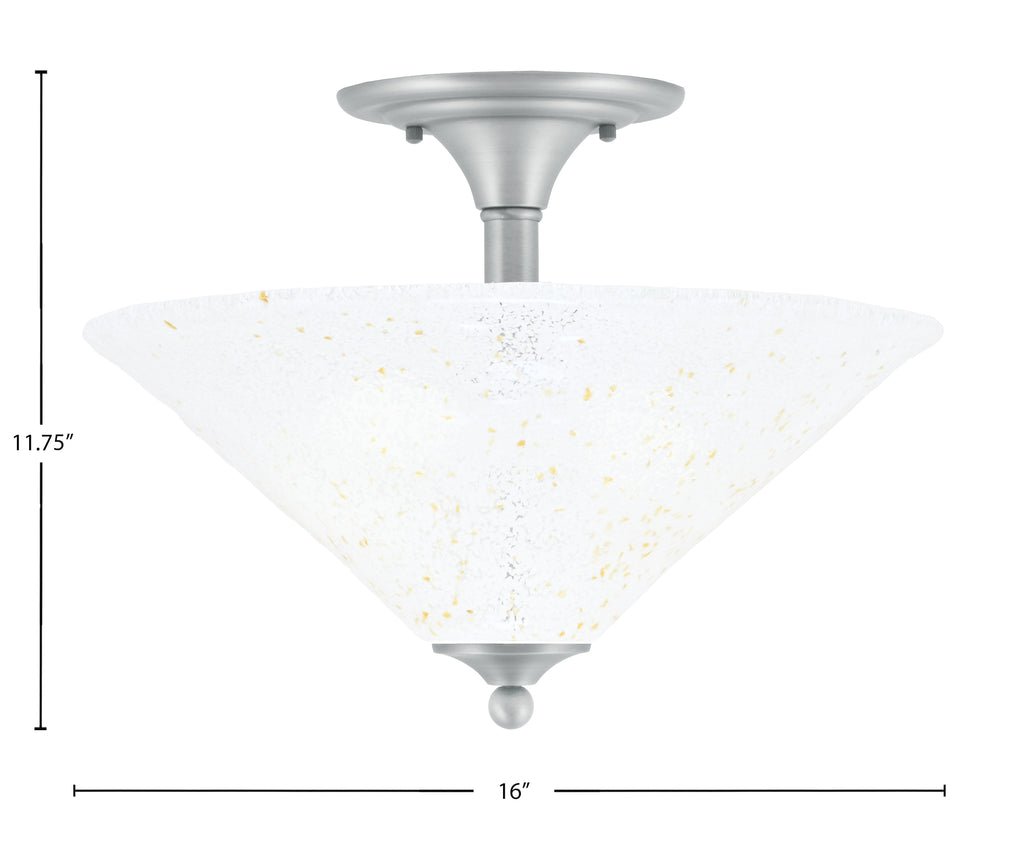 Any Two Light Semi-Flush Mount in Brushed Nickel with 16" Gold Ice Shade