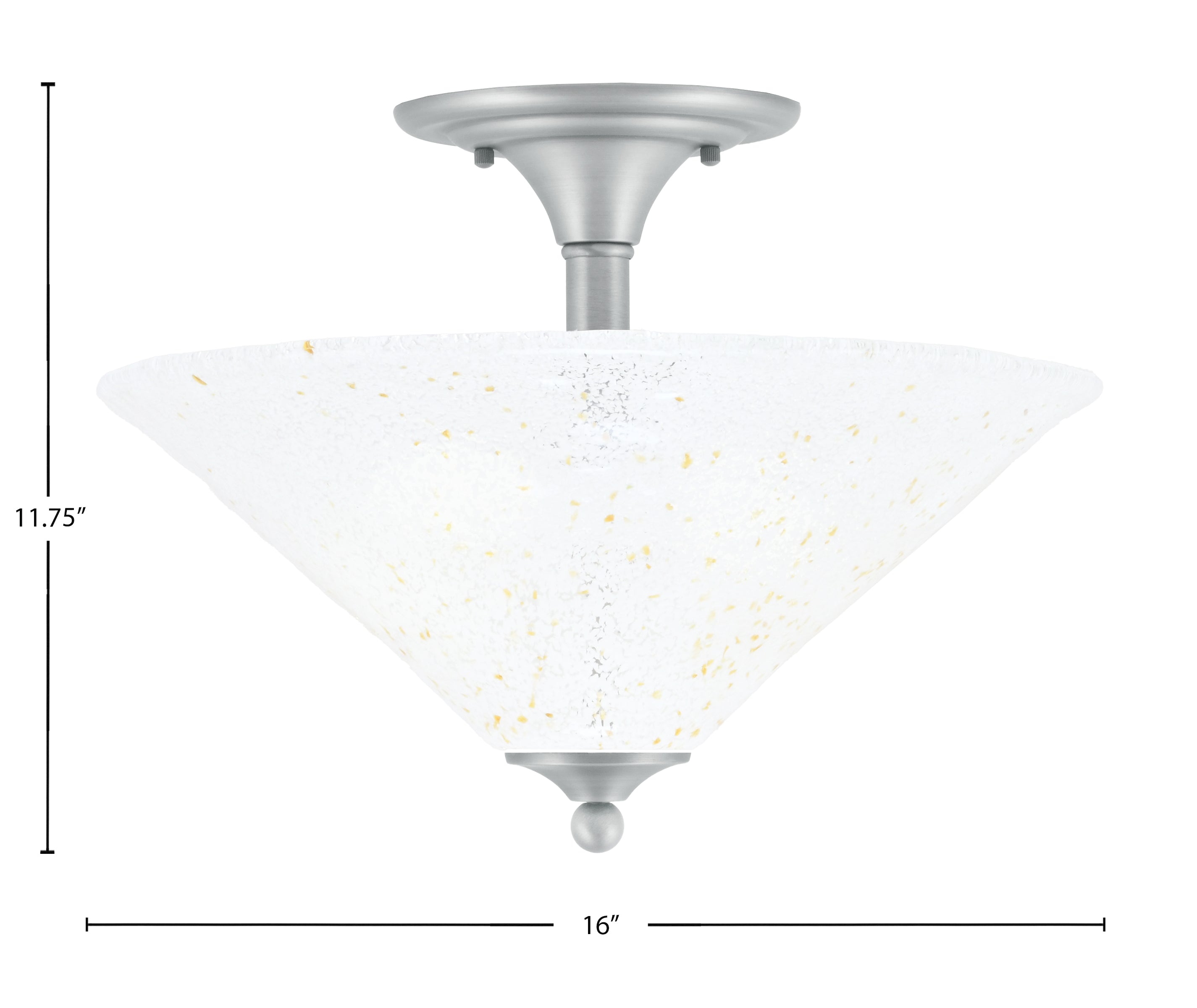 Any Two Light Semi-Flush Mount in Brushed Nickel with 16" Gold Ice Shade